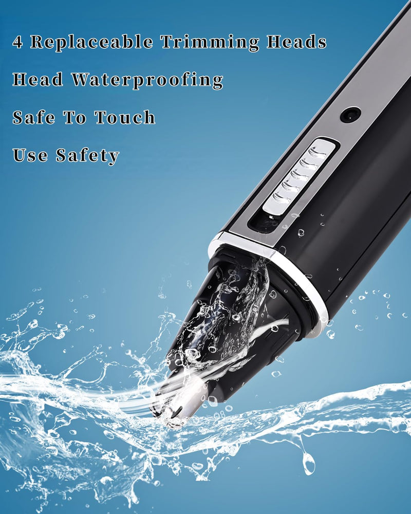[Australia] - Birshe nose hair trimmer, nose hair trimmer, eyebrow trimmer, 3 in 1 set, ear hair trimmer with socket, pain-free facial hair trimmer for men and women, IPX7 waterproof, easy to clean 
