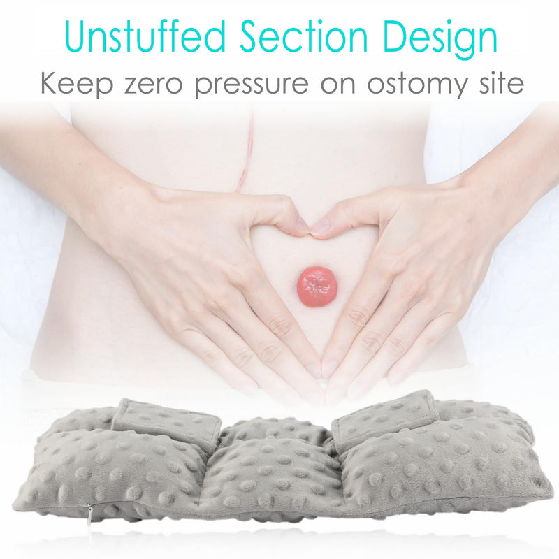 [Australia] - Ostomy Seat Belt Pillow Stoma Seatbelt Protector Ostomy Bag Cover Ileostomy Ostomy Supplies Urostomy Belt Pillow for Peritoneal Dialysis PD Catheter Women Men Minky Dot Gray 
