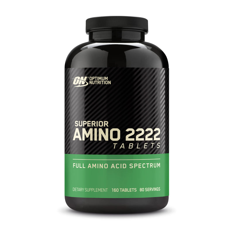 [Australia] - Optimum Nutrition Superior Amino 2222 Tablets, Complete Essential Amino Acids, EAAs, 160 Count Unflavored 160 Count (Pack of 1) 