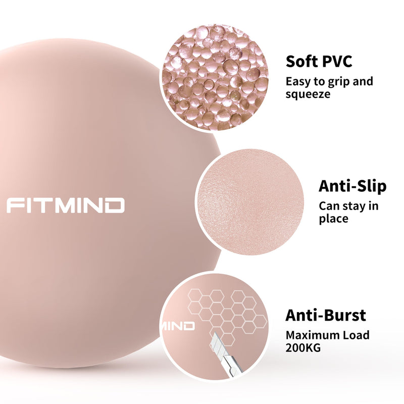 [Australia] - Pilates Ball 10 Inch Anti-Burst Slip Resistant Small Exercise Ball Mini Yoga Ball for Fitness, Core Training, Physical Therapy, Balance, Stability, Stretching 200kg 440lbs Capacity Pink 