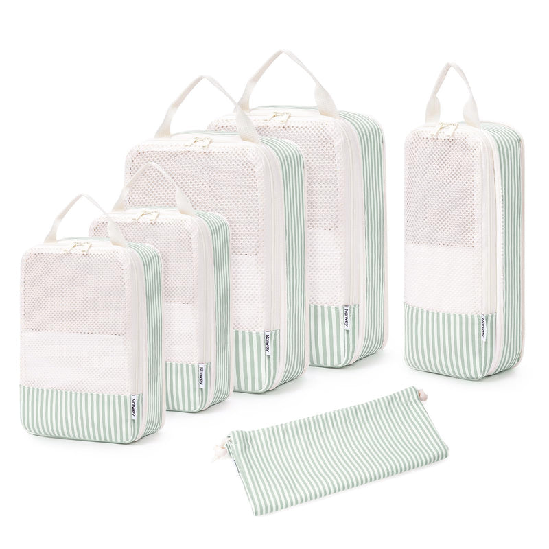 Narwey 6 Set Checkered Packing Cubes with Clear Toiletry Bags