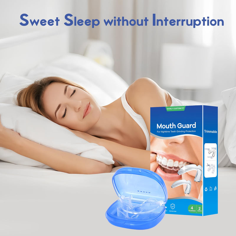 [Australia] - Mouth Guard for Grinding Teeth at Night, Neateeth Night Guards for Teeth Grinding & Clenching, 4 Packs Mouth Guards for Sleeping ‚Äì Includes 2 Sizes & 1 Travel Case 4 Units 