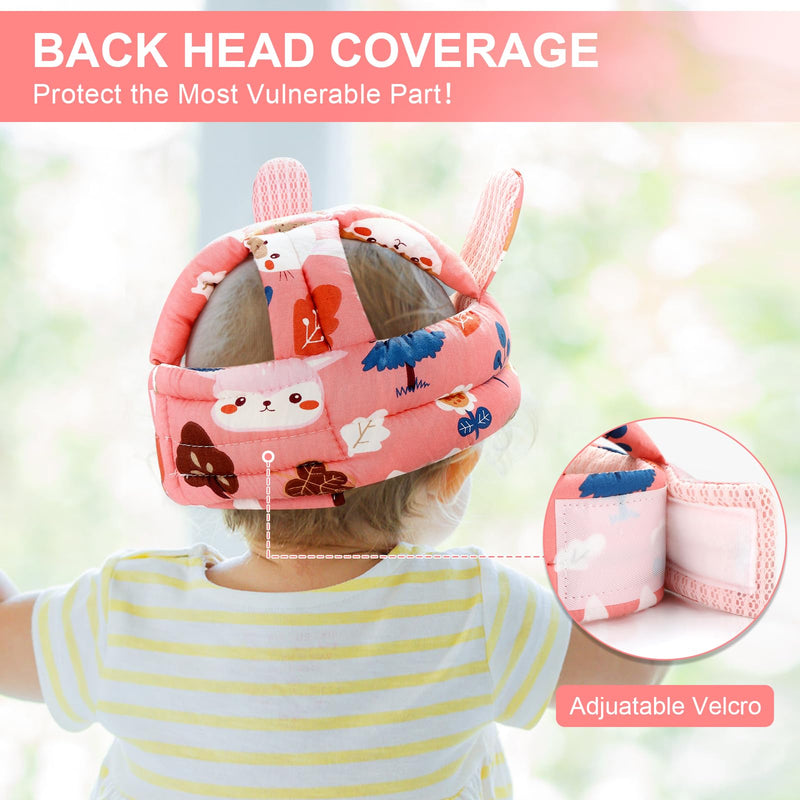 [Australia] - Baby Head Protector with Jaw Guard, Accmor Cute Baby Helmet for Crawling Walking Running, Breathable Protective Cap Infant Baby Headguard Soft Cushion, Anti-Collision Toddler Helmets for 6m-24m Girls Pink 