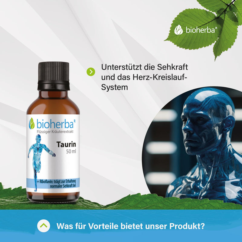 [Australia] - Taurine tincture - 140mg high dose daily portion 50ml drops of pure taurine - amino acid with vitamin B2 - supports vision and cardiovascular system, vegan, eye-friendly, PZN 18217970 BIOHERBA 1 piece 