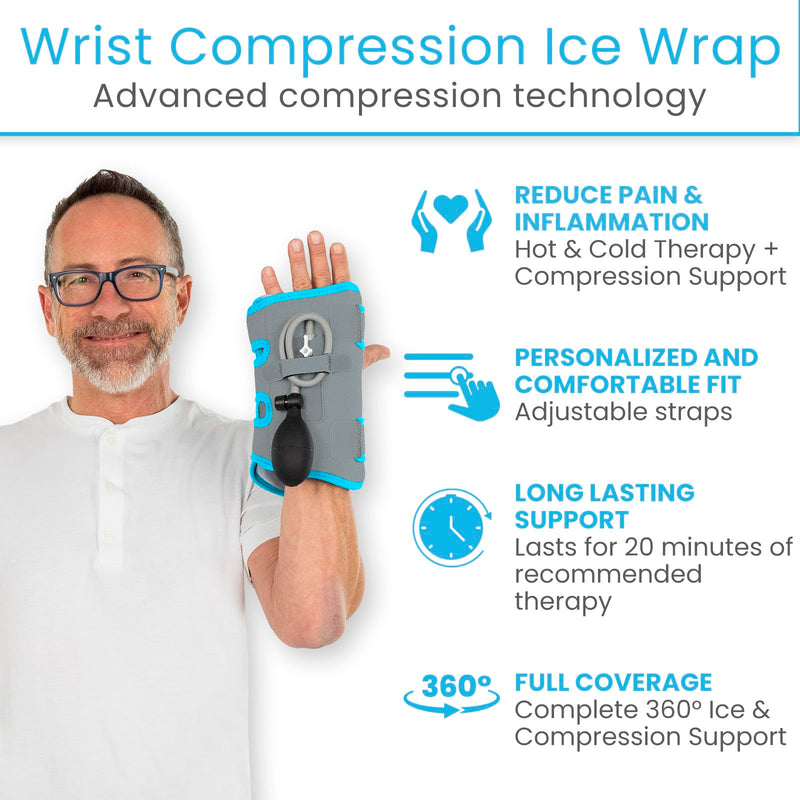 [Australia] - Wrist Ice Pack Wrap with Compression for Carpal Tunnel Relief - Hand Brace with Hot & Cold Therapy for Inflammation, Arthritis, Swelling & Post-Surgery (Gray) Gray 