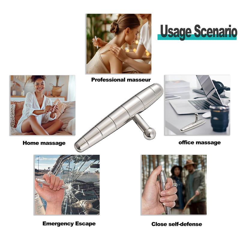 [Australia] - 2 in 1 Trigger Points Massage Tool Stainless Steel T-Bar Deep Tissue Massage Tool for Pain Relief Full-Body Fascial Relaxation – Ideal for Shoulders, Neck, Legs, and Arms – Perfect for Sports Therapy Medium size 