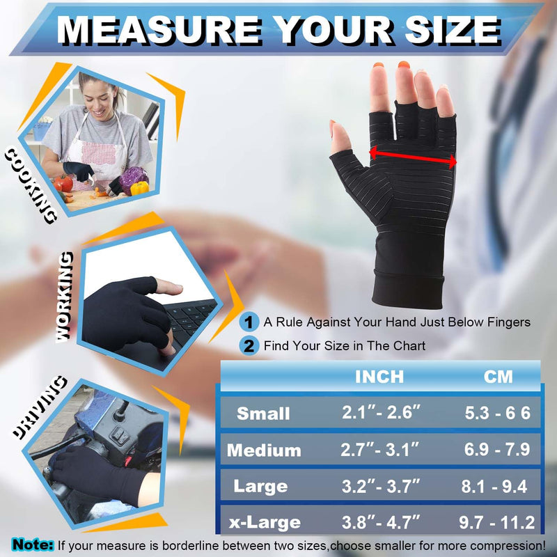 [Australia] - 2Pairs Copper Arthritis Compression Gloves for Women Men, Fingerless Compression Gloves for Carpal Tunnel, Hand Pain, RSI, Driving, Typing, Copper Gloves Support Hands and Wrist for Work (Medium) Medium Open Finger 