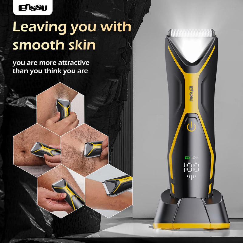 [Australia] - Body Hair Trimmer for Men Manscape Trimmer for Men, Electric Ball Shavers with Ceramic Blades & BLADELOCK™, Pubic Hair Groomer IPX7 Waterproof Wet or Dry Use for Groin/Legs/Chest 