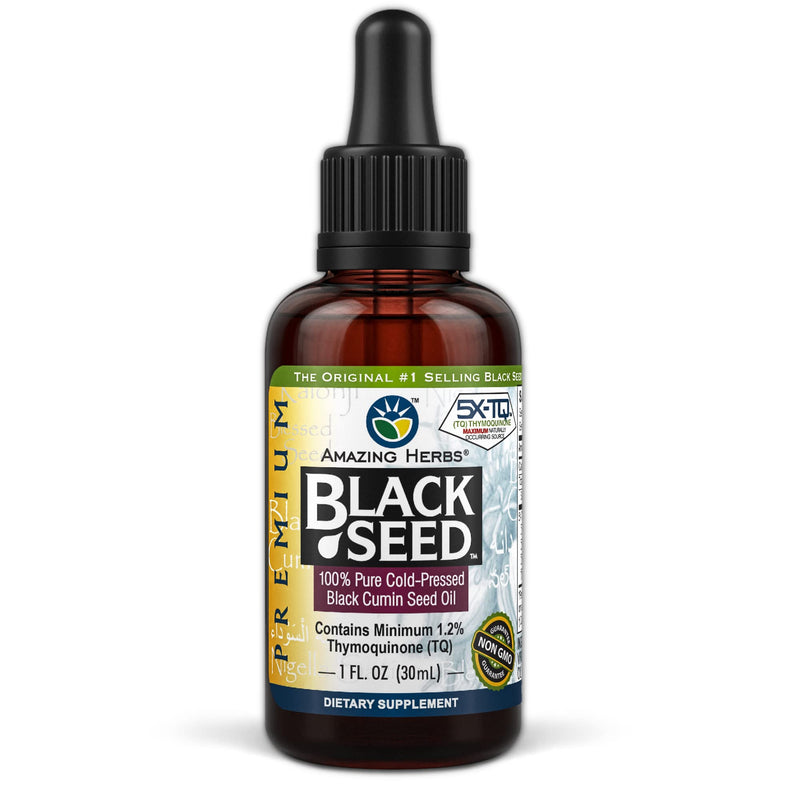 [Australia] - Amazing Herbs Premium Black Seed Oil - Gluten Free, Non GMO, Cold Pressed Nigella Sativa Aids in Digestive Health, Immune Support, Brain Function, Joint Mobility - 1 Fl Oz 1 Fl Oz (Pack of 1) 