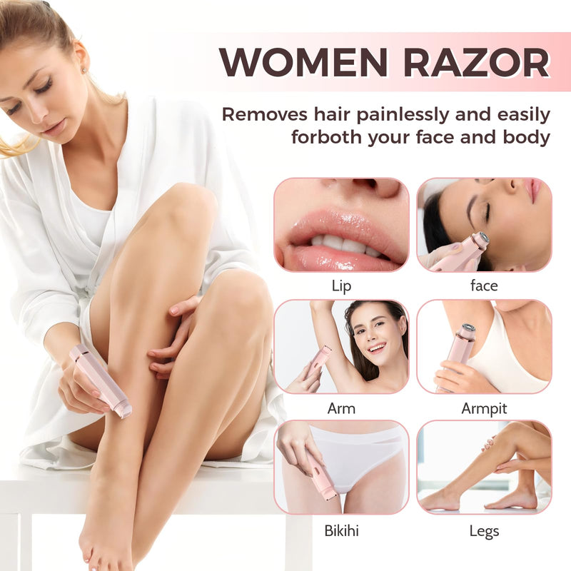 [Australia] - Bikini Trimmer for Women, 2 in 1 Electric Razors for Women, IPX7 Waterproof, USB Rechargeable Wet and Dry Shaver, Suitable for Hair Removal All Over The Body Pink 