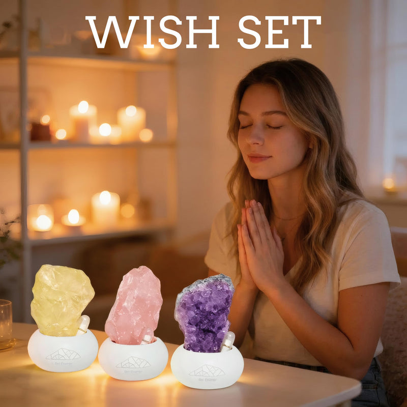 Interactive Rose Quartz Wish Capsule Set - Aesthetic Crystal Desk Decor, Stress Relief Mindfulness Gift, Romantic Love Energy Wish Bottle for Women & Bedroom Accessories (Pink)