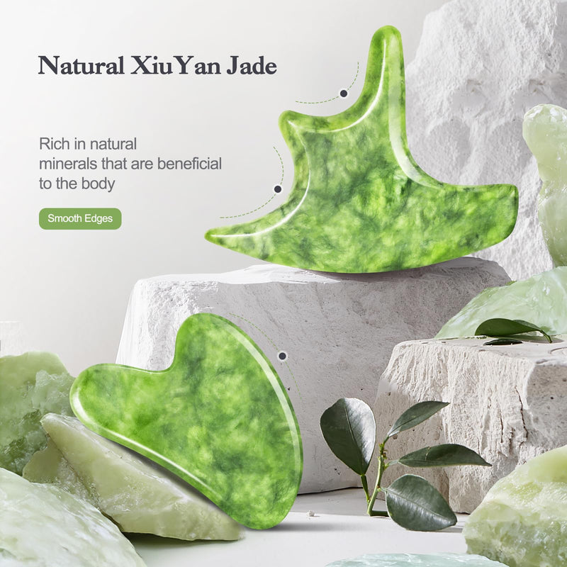 [Australia] - 3 PCS Jade Stone Gua Sha Massage Tool Large Guasha Board with Handle Muscle Scraping Massage Tools Body Sculpting Anti Cellulite Spa Acupuncture Tools,Full Body Deep Tissue Massage Style 1 