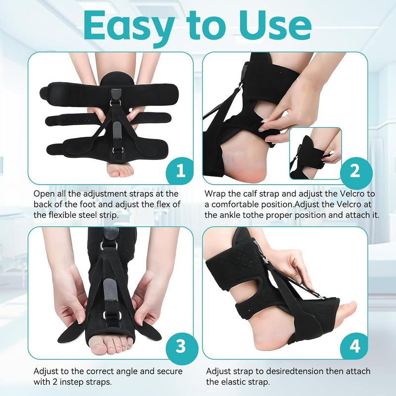 [Australia] - Plantar Fasciitis Night Splint (1PC, Black) - Upgrade Therapeutic Support Brace for Plantar Fasciitis, Foot Drop & Achilles Tendonitis, Fits Men & Women 