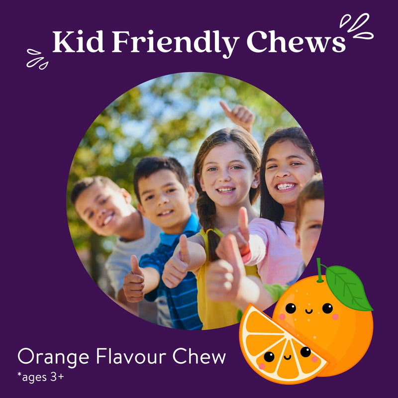 Active Immune Kids Supplement, Vitamin D, C & Zinc, Daily Multivitamin for Kids Immune System, Chewable & Easy to Swallow, 60 Orange Flavoured Chews, 2 Month Supply Immune for Kids