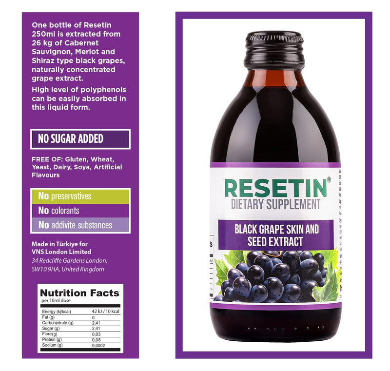 Resveratrol Supplement Extracted from Black Grapes Seed and Skin with Quercetin, Catechin, & Epicatechin – Powerful Polyphenols for Antioxidant & Heart Health Support - 100% Natural