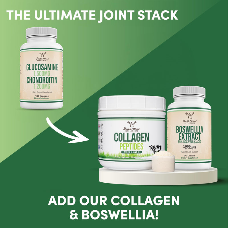 [Australia] - Glucosamine Chondroitin Triple Strength (1,500mg Glucosamine Sulfate, 1,200mg Chondroitin) 180 Tablets, Two Month Supply (Joint Support Supplement) Gluten Free, Non-GMO by Double Wood 