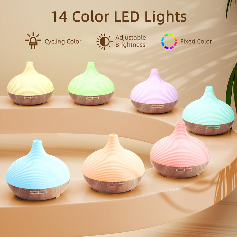 [Australia] - ASAKUKI 300ml Aroma Diffuser for Fragrance Oils, Premium Ultrasonic Humidifier Aromatherapy Oils Diffuser with 7 Colored LED Light, BPA Free Bedroom, Office, Spa Yellow 