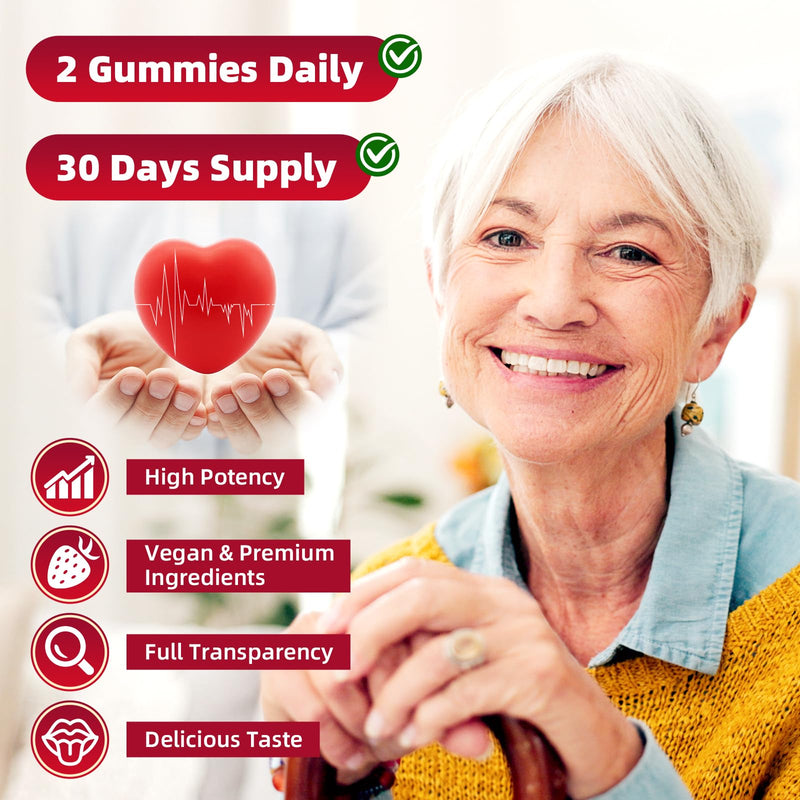 2 Pack Cayenne Pepper Beet Root Gummies, with Beetroot Garlic CoQ10 Hawthorn Berry Grape Seed Extract Olive Leaf Nattokinase Hibiscus Vitamin D Nitric Oxide, Support Overall Wellness, 120 Count 120 Count (Pack of 1)