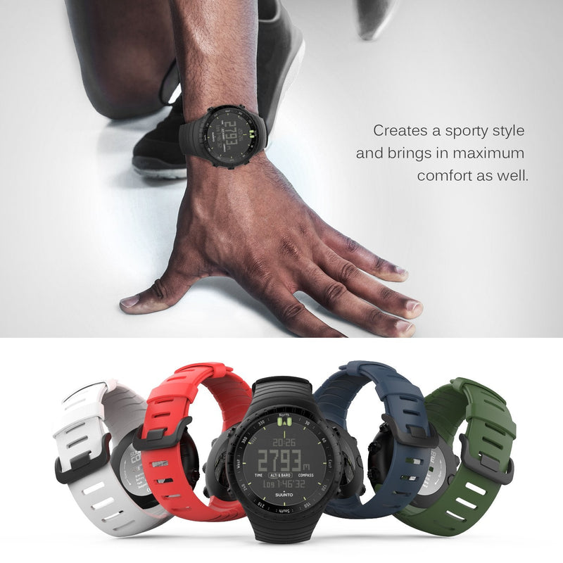 [Australia] - MoKo Suunto Core Watch Band, Classic Replacement Soft Wrist Band Strap with Metal Clasp for Suunto Core Smart Watch, Fits 5.51"-9.06" (140mm-230mm) Wrist, All Black 
