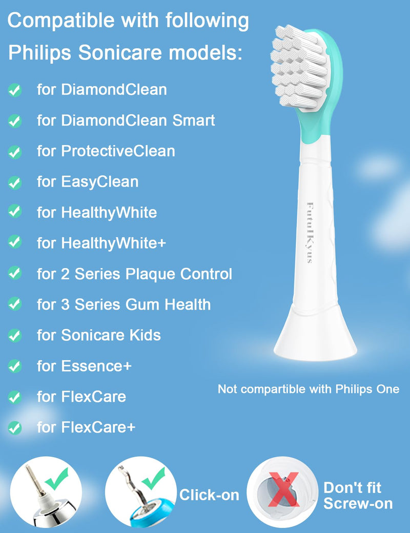 [Australia] - Kids Replacement Heads for Philips Sonicare: 3+ Years Old Children Soft Electric Toothbrush Compact Child Brush Head for Boys Girls, Blue 4 Pack 3-7 Years Old - 4 Pack 