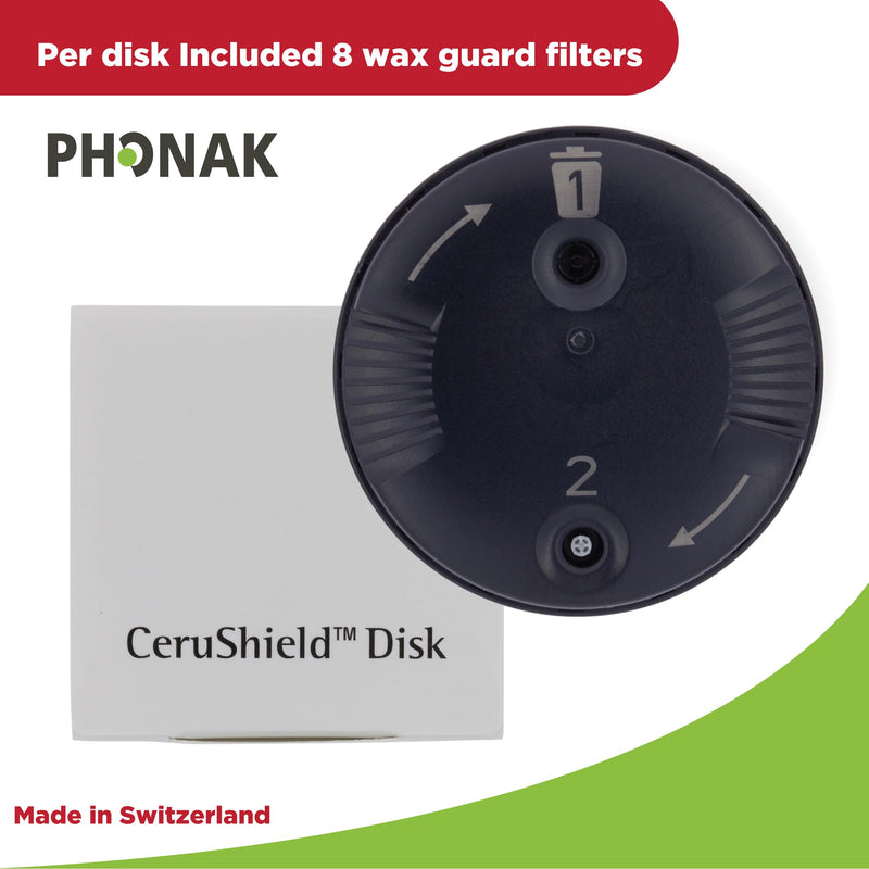 Genuine OEM Switzerland Wax Guards Filters, Cerushield Disk v2.0 098-0445 Accessories for Phonak Hearing Aid Audeo Marvel Paradise Lumity Hearing Aid only SDS 4.0 Receiver -10 pack/80 Filter Total 10 packs/80 Filters