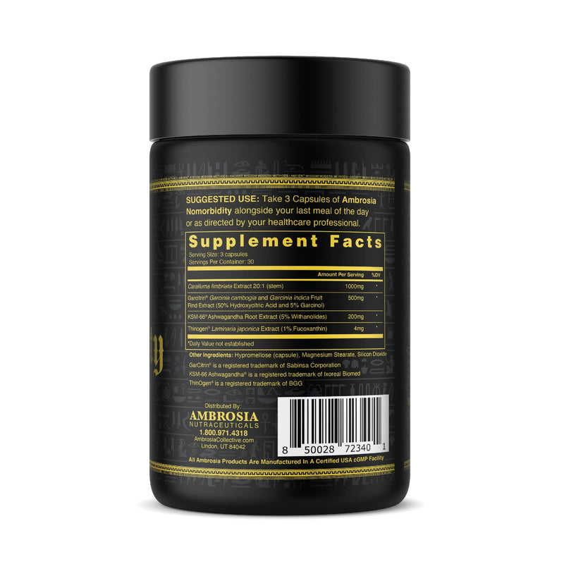 [Australia] - Ambrosia Nomorbidity Advanced Appetite Control & Hunger Management Formula | Appetite Suppressant & Mood Support with KSM-66 Ashwagandha, Garcitrin, and Thinogen 