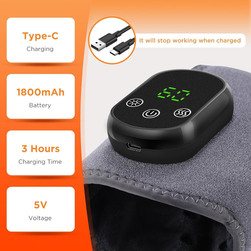 Cordless Ankle Massager with Heat, Rechargeable Ankle Heating Pad Wrap for Pain Relief, Portable Heated Foot Massager for Neuropathy Plantar Fasciitis, 5 Heat Levels 3 Vibration Modes Auto Shut Off L
