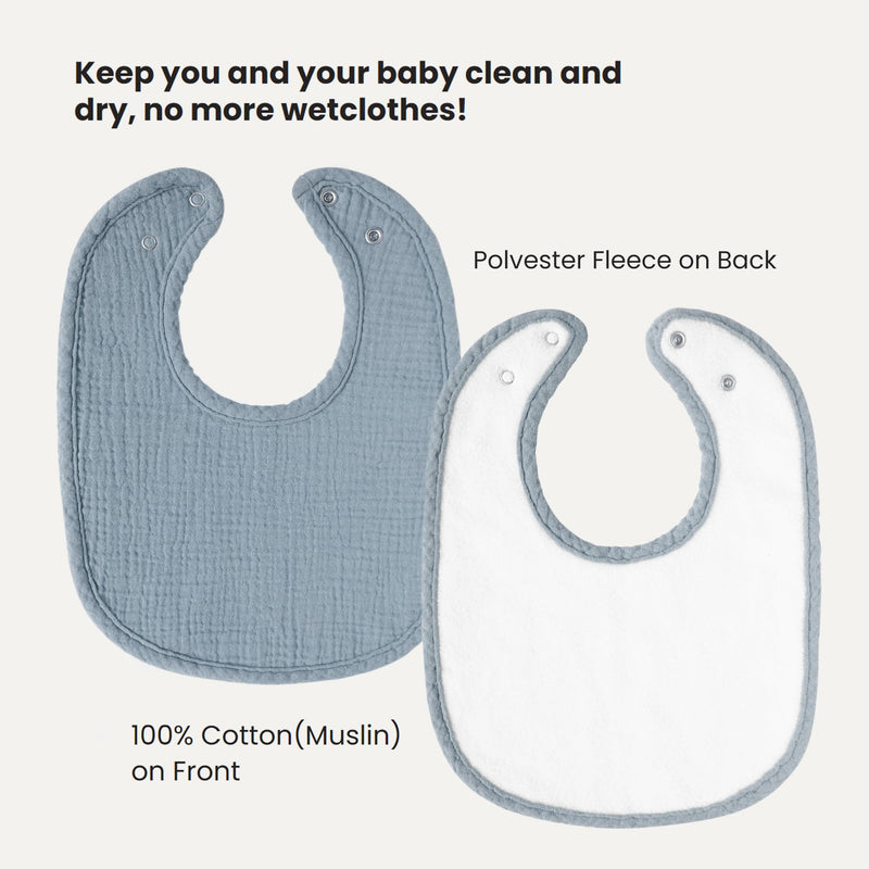 [Australia] - Konssy Muslin Baby Bibs 8 Pack Baby Bandana Drool Bibs Cotton for Unisex Boys Girls, 8 Solid Colors Set for Teething Drooling Blue 