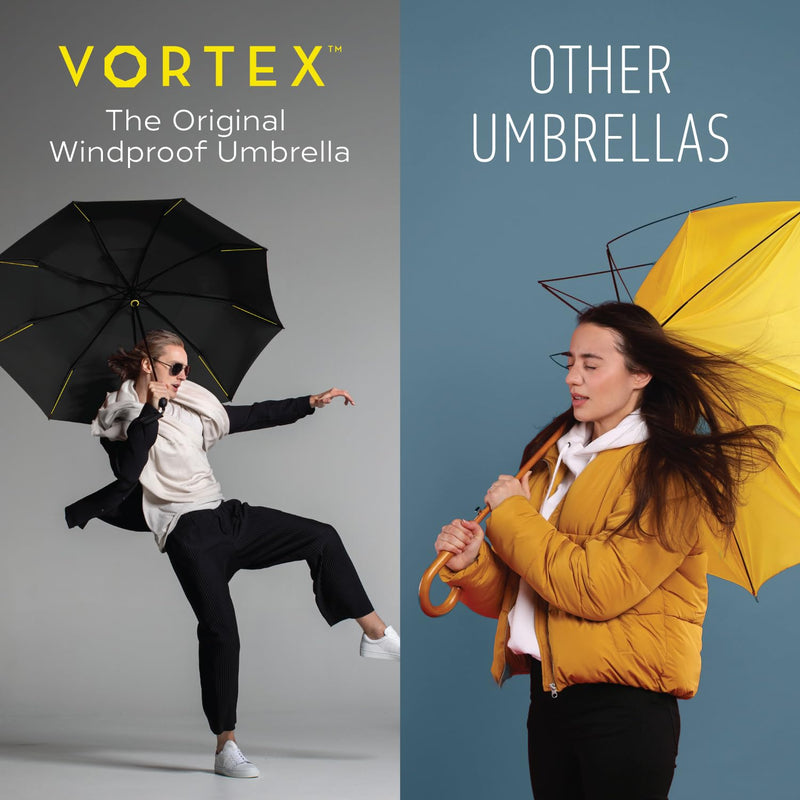 ShedRain Vortex Windproof Compact Travel Umbrella, Auto Open Close Vex Black 54"Arc