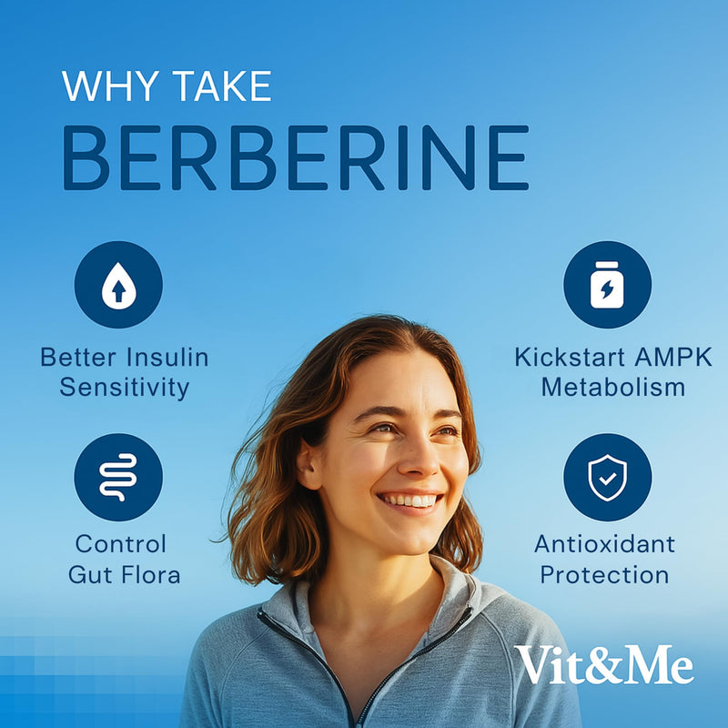 Berberine Supplement 90 Capsules, Flexible Dosage 500mg - 1000mg - 1500mg | 98% Pure Berberine HCL Clean High Strength | Blood Sugar Support, AMPK Metabolism, Heart & Gut Health, Vegan Non-GMO Vit&Me 90 count (Pack of 1)