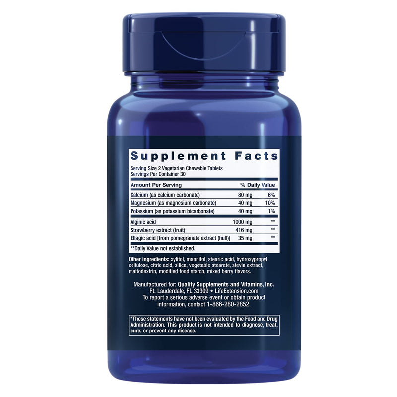 [Australia] - Life Extension Esophageal Guardian, alginic Acid, Potassium Bicarbonate, get Long-Lasting Relief from gastric Distress, Vegetarian, Non-GMO, Gluten-Free, 60 Vegetarian chewable Tablets 