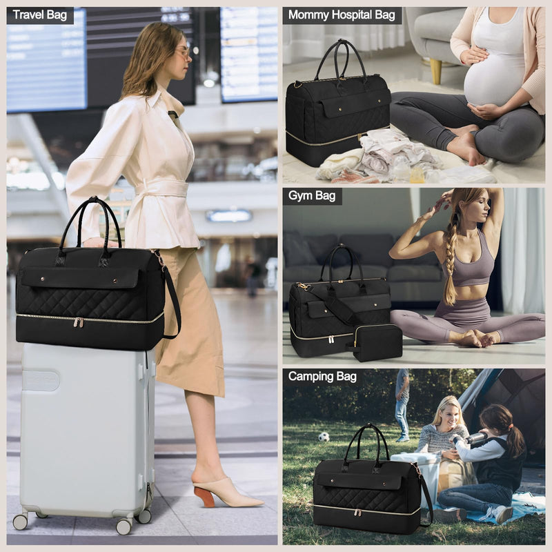 TSA Approved Toiletry Bag Clear Makeup Bags 2Pack +Large Weekender Bag for Women with Shoe Compartment for Travel Gym Camping