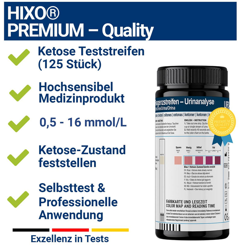 [Australia] - 125x ketone test strips in tube - ketosis measurement results - for keto nutrition and diet I ketosticks urine 
