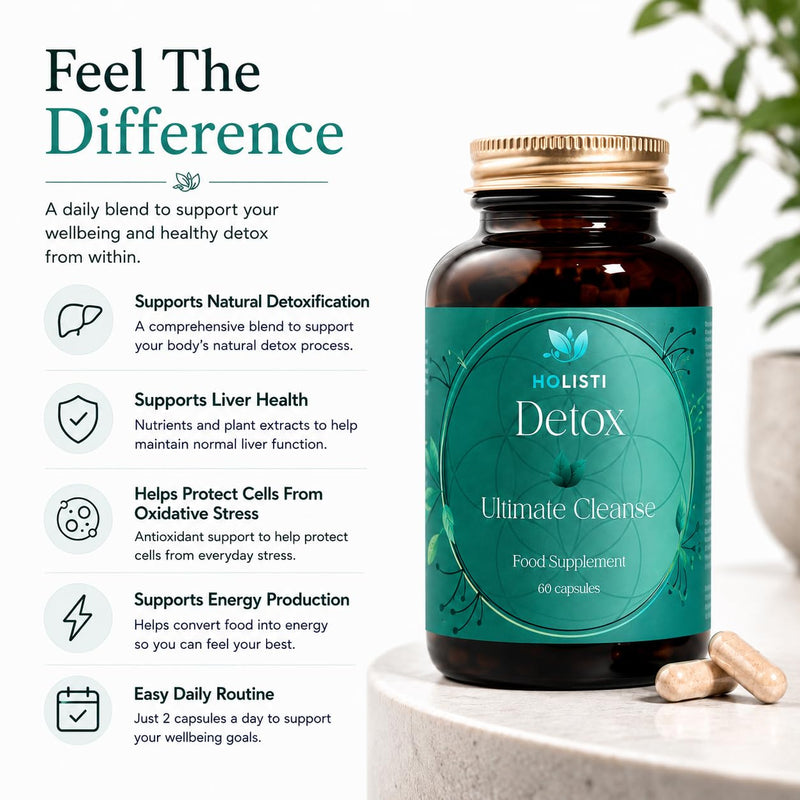 Liver Detox & Cleanse Supplement | Artichoke, Glutathione & Reishi | Made in UK | Vegan Capsules | 30 Day Supply | Liver & Gut Support | 25-in-1 Complex