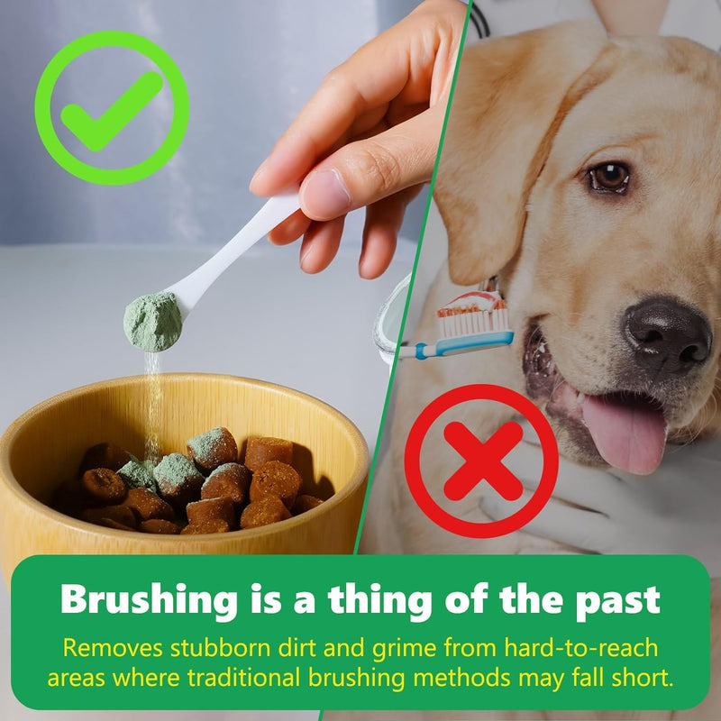 Dog Dental Powder(10.58OZ)-Teeth Cleaning Powder for Dogs, Plaque Off Powder for Dogs & Cats Breath Freshener Powder for Bad Breath, Tartar Remover, for Small/Medium/Large/Giant Dog - PawsPlanet Australia