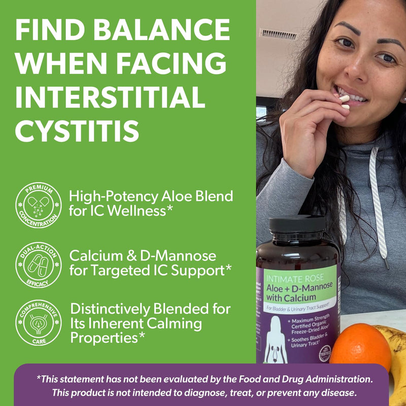 [Australia] - Intimate Rose Aloe Vera Capsules - IC Supplements - 200x Concentrate Pure Aloe Vera + D-Mannose + Calcium - Easy to Swallow Aloe Vera Pills 