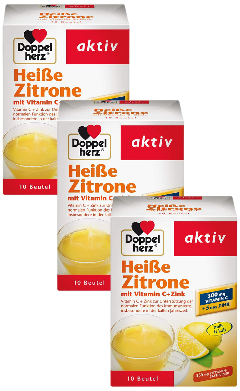[Australia] - Doppelherz Hot Lemon – Vitamin C and Zinc to support the normal function of the immune system – 10 sachets (pack of 3) 