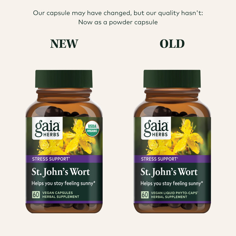 [Australia] - Gaia Herbs St. John's Wort - Natural Stress Support Supplement - with St. John's Wort - 60 Vegan Capsules (20-Day Supply) 60 Count (Pack of 1) Retail 