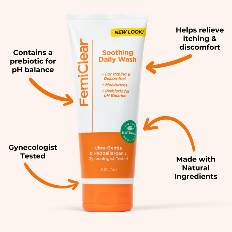 [Australia] - FemiClear Restoratives Soothing Feminine Wash - Feminine Care Wash for Itching & Irritated Skin, Feminine Hygiene Products, Essentials for Vaginal Health, PH Balance for Women (6FL oz) 