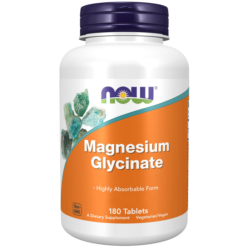 Now Foods, Magnesium Glycinate, 200mg Magnesium, 180 Vegan Tablets, Lab-Tested, Vegetarian, Gluten Free, Soy Free, Non-GMO 180 count (Pack of 1)