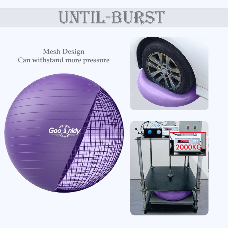 [Australia] - Soft Exercise ball, Anti-Burst Yoga Ball Chair Supports 2200lbs, Workout Equipment w/ Pump for Pregnancy Medicine Birthing Physical Therapy Stability Excersing Birth Swiss Fitness Gym Physio Labor Abs Purple S(38-45cm) 