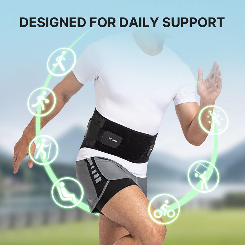 [Australia] - Back Brace for Lower Back Pain Relief: Adjustable Support with Ergonomic Lumbar Pad for Herniated Disc Sciatica and Lumbar Strain - Breathable Design for Men & Women (L/XL) Large/X-Large Black 