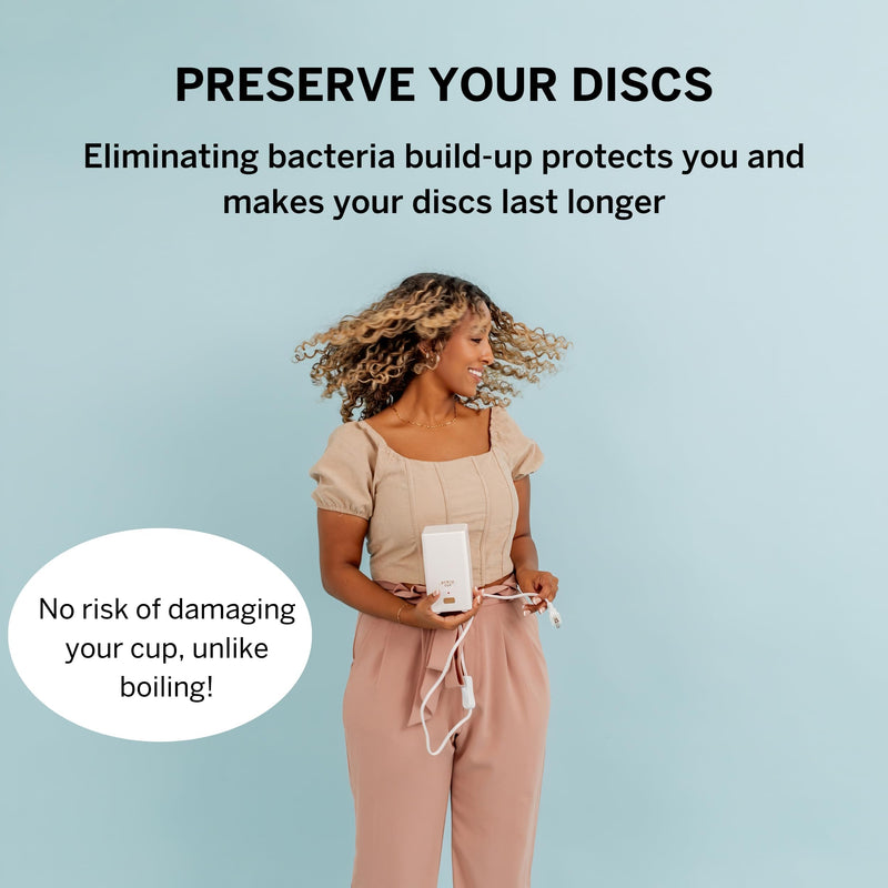 [Australia] - Menstrual Discs with Sterilizer - Ranked 1 for Most Comfortable Soft Reusable Period Disc - Kills 99.9% of Germs with Cleaner Steamer - Wash Your Disc in 3 Minutes! - Compact Sanitizer Kit 
