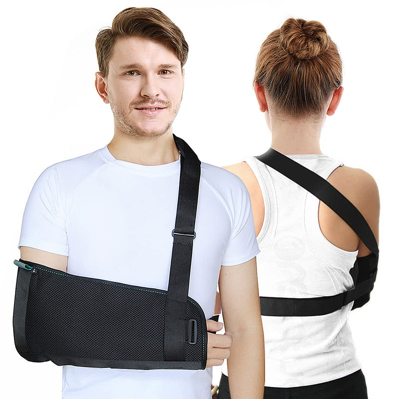 Arm Sling Shoulder immobilizer for Shoulder Injury with Back Belt Men & Women Shoulder Immobilizer Left and Right Arm Lightweight Rotator Cuff Arm Support for Elbow Wrist Injury -(Size L) Updated Large