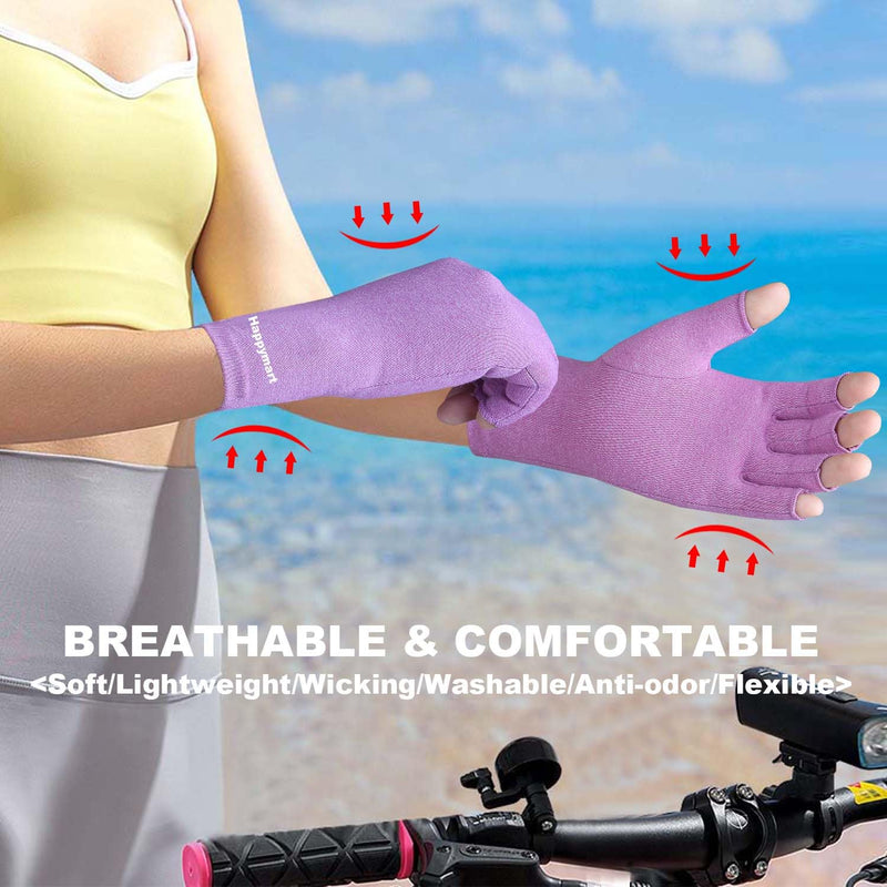[Australia] - 2 Pairs Arthritis Gloves for Women for Pain, Compression Gloves for Carpal Tunnel Relief, Rheumatoid Osteoarthritis, Fingerless Gloves for Women and Men, Typing (Pink, Large) Large (2 Pair) Pink 