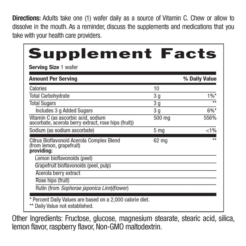 Country Life Acerola Vitamin C Complex 500 mg Chewable Wafers, 180 Count | Berry-flavored wafers with acerola, rose hips and citrus bioflavonoids; 500 mg vitamin C and 180 servings. 180 Count (Pack of 1)