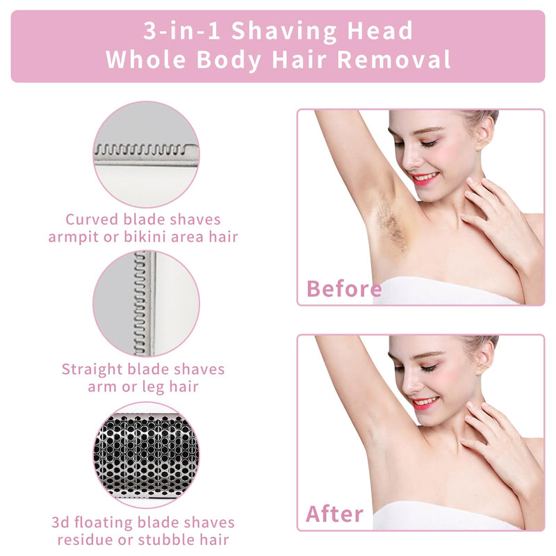 [Australia] - Wet & Dry Electric Razor for Women Men,4 in 1 Rechargeable Led Display Electric Shaver and Facial Hair Remover,Painless Ladies Body Razors for Nose Face Body Leg Bikini Arm Hair Purple White 