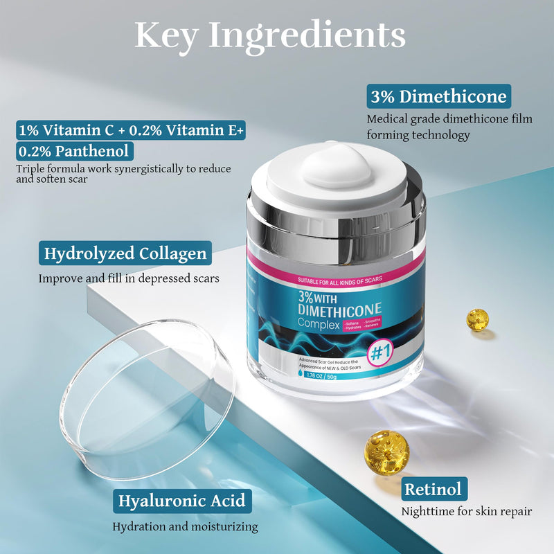 [Australia] - Advanced Scar Cream, Scar Reduction Treatment for Improves Skin Texture & Helps Remove Acne, Stretch Marks, Surgery, C Section, Burn, Keloid & Hypertrophic Scars 1.76 Oz (50g) 