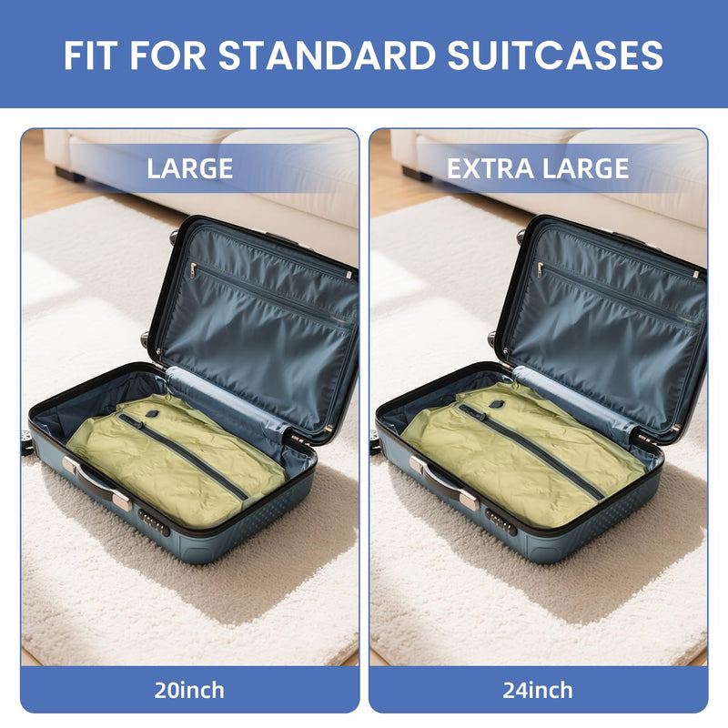 BAGAIL TPU Vacuum Bag for Travel, Reusable Compression Bag with IPX8 Waterproof Zipper, Save Space for Suitcase, Backpack and Carry on (Olive Green, ExtraLarge, With Pump) Olive Green