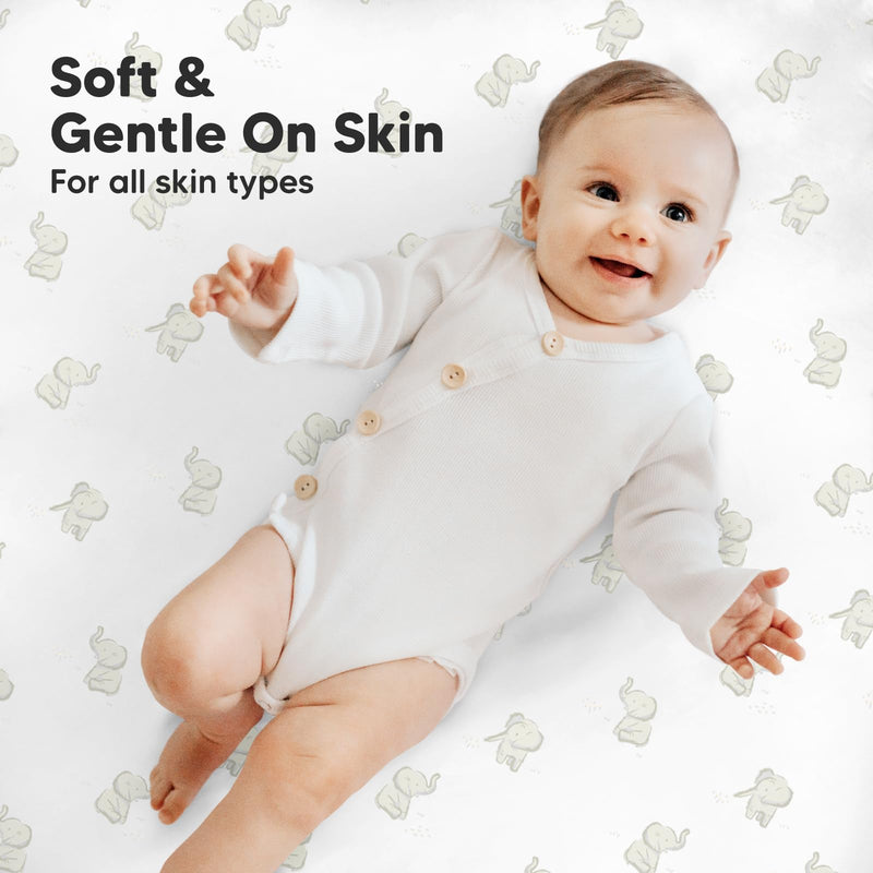 [Australia] - 2-Pack Mini Crib Sheets Fitted, Pack and Play Sheets - Organic Cotton Pack N Play Sheets for Pack and Play Mattress, Playard Baby Crib Sheets, Jersey Crib Sheets Neutral for Boys, Girls (Elly) Elly 